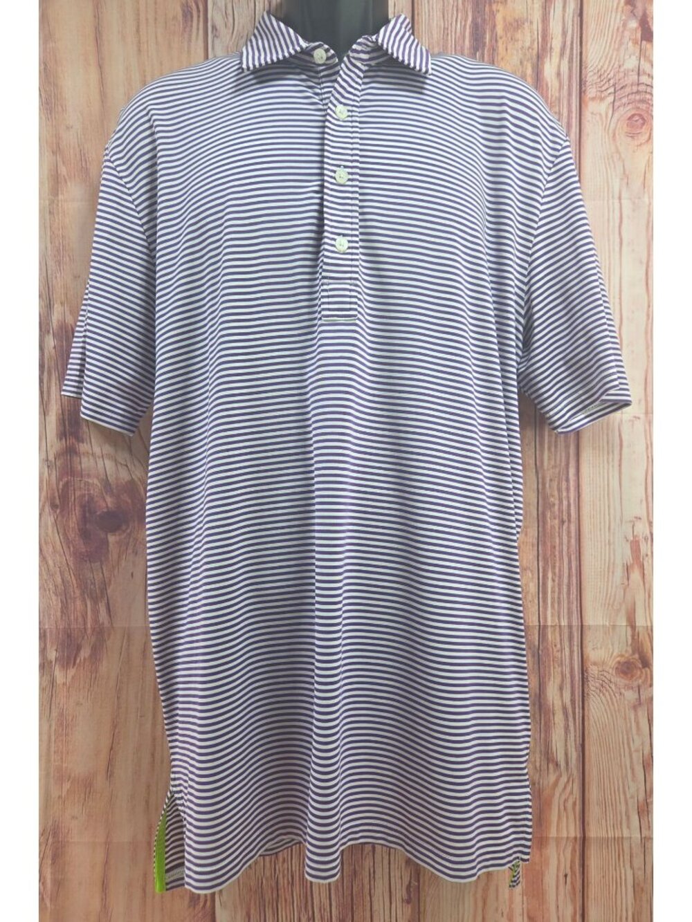 RLX Ralph Lauren Mens Purple & White Striped Polo Large